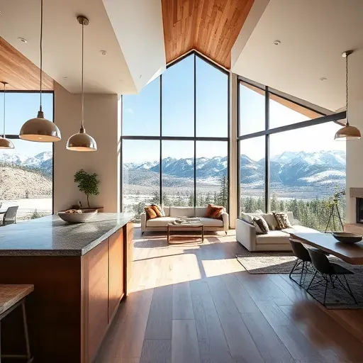 Modern upscale Park City home interior with open living space, mountain views, sleek decor, natural light, and elegant finishes.