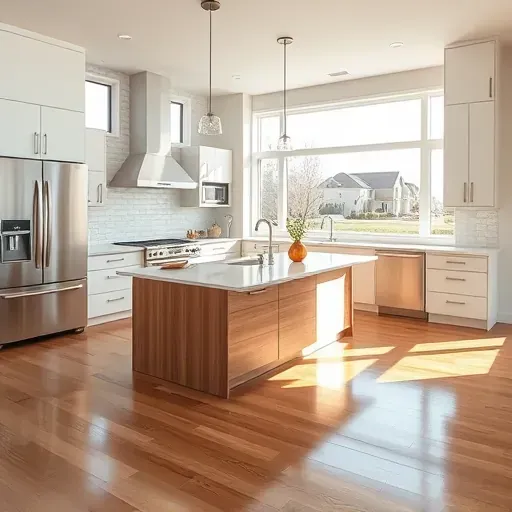 Modern kitchen remodel in Herriman UT, showcasing sleek quartz countertops, spacious island, and premium finishes.