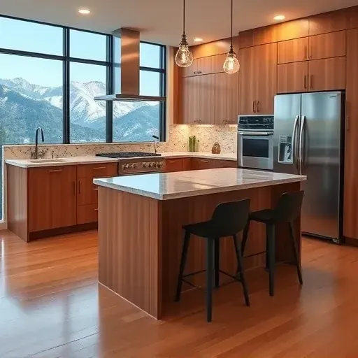 Renovated Federal Heights kitchen with granite counters, stainless steel appliances, wooden cabinets, and a spacious modern design.