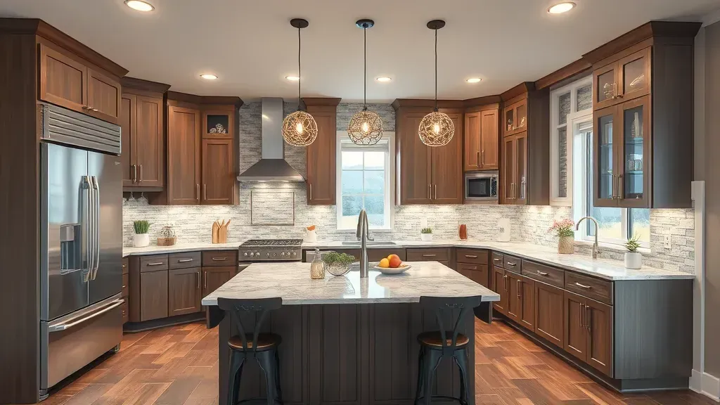 Beautiful modern kitchen in East Millcreek, UT with matte cabinets, granite island, stainless appliances, subway backsplash, hardwood floors, and large windows.