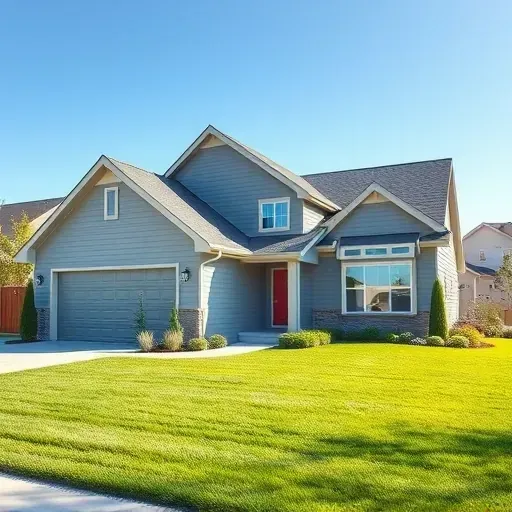 Newly completed gray vinyl siding on a modern home in Herriman Utah with lush yard and clear sky