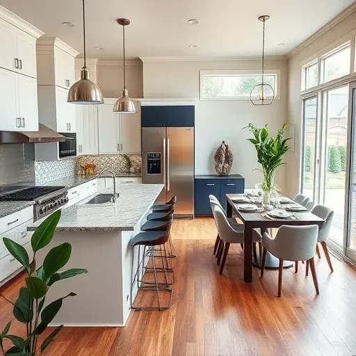 Completed home remodeling project in Liberty Wells UT featuring a modern kitchen with granite countertops, stylish dining area, and natural light.