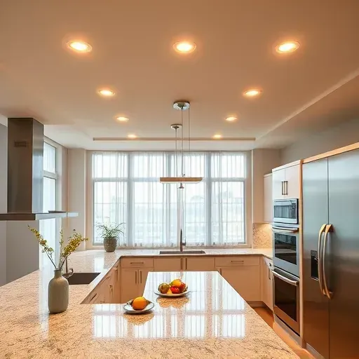 Completed modern kitchen lighting with recessed LED fixtures in Herriman Utah featuring sleek design and warm illumination