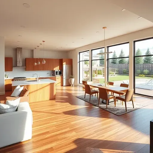 Stunning renovated Utah living room with modern furnishings, hardwood floors, new kitchen, neutral palette, and scenic outdoor views.