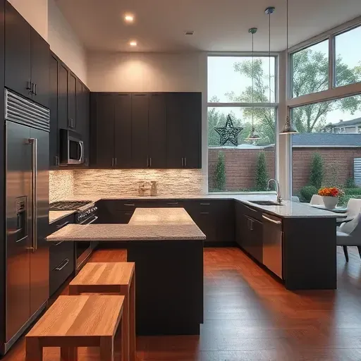 Renovated kitchen in Riverton UT with modern cabinetry, stainless steel appliances, and quartz island countertop.