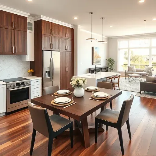 Modern Daybreak UT kitchen remodel with sleek appliances, quartz countertops, and elegant dining area decor.