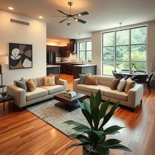 Modern living room in East Millcreek UT, blending contemporary and traditional design, with inviting decor and natural light.