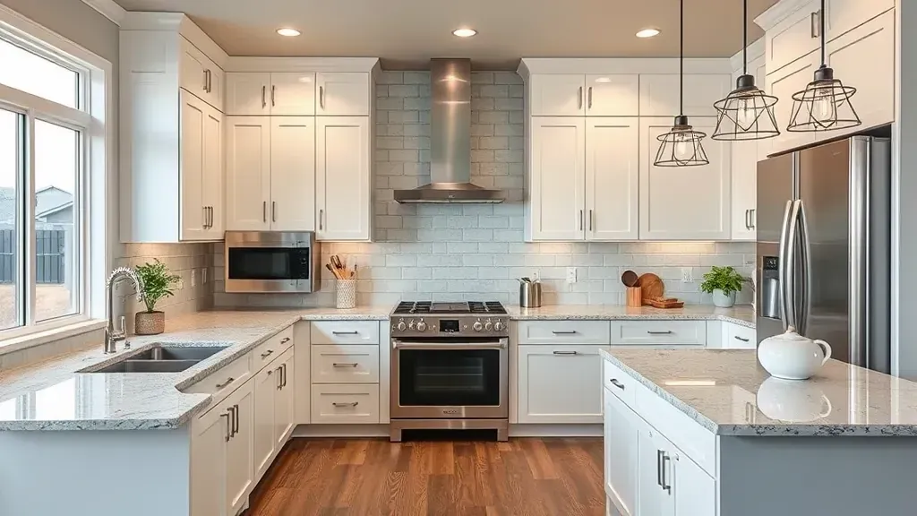 Remodeled South Jordan kitchen with modern matte cabinetry, granite counters, stainless steel appliances, hardwood floors, and natural light.