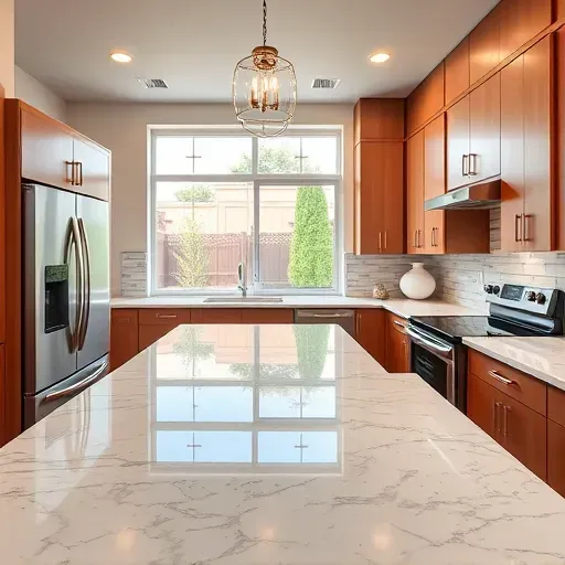 Renovated Bluffdale kitchen with modern design, granite countertops, custom wood cabinets, and stainless steel appliances.