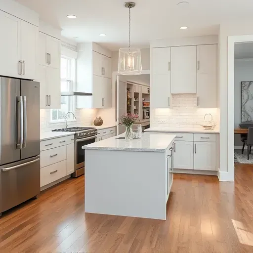 Recently renovated West Jordan Utah kitchen with sleek matte cabinets stainless steel appliances marble island no humans