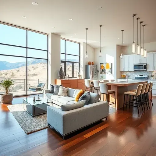 Farmington, UT home's modern open-concept living space with stylish furniture, high-end finishes, and natural light.