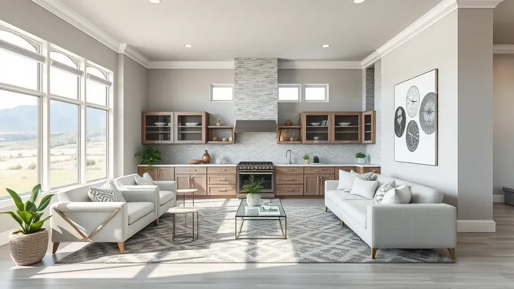 Home Remodeling in Bluffdale, UT showcasing modern kitchen and spacious living area design.