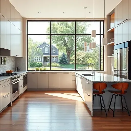 Remodeled Yalecrest kitchen with marble countertops, warm wood cabinets, stainless steel appliances, natural light, and lush backyard view.