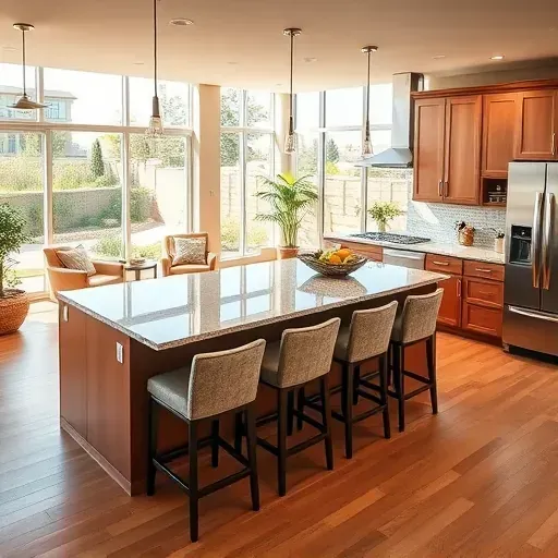 Modern Farmington kitchen with granite countertops, stainless steel appliances, and custom cabinetry in warm tones.