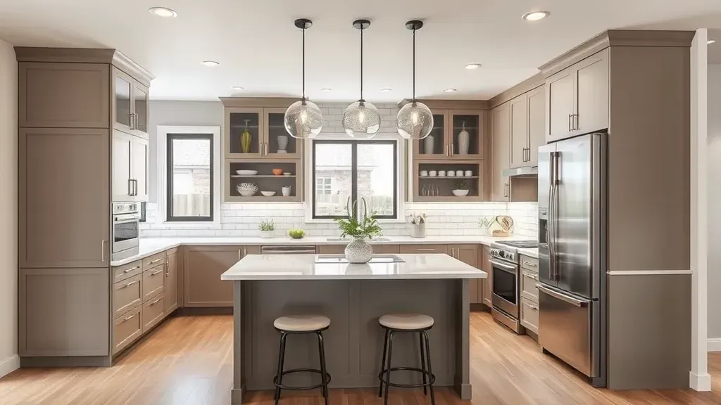 Completed modern kitchen in Federal Heights, UT featuring granite countertops, stainless steel appliances, and scenic mountain views.