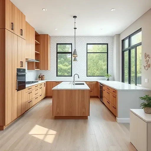 Recently remodeled kitchen in Liberty Wells with modern cabinetry, quartz countertops, and natural light from large windows.