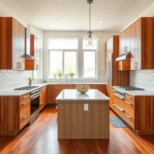 Modern East Bench Utah kitchen with granite countertops, stainless steel appliances, warm wood cabinets, and natural light.