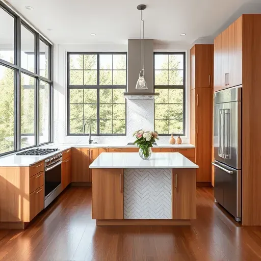 Beautiful renovated East Millcreek kitchen with modern wood cabinets, granite countertops, stainless appliances, and bright natural light.