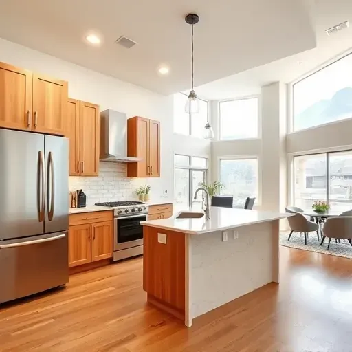 Remodeled kitchen in Herriman UT with modern cabinetry, granite countertops, stainless appliances, and natural light.