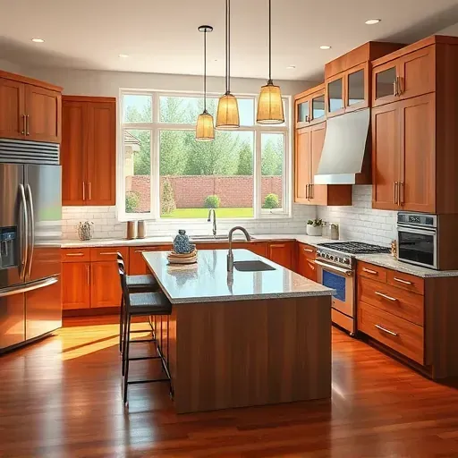 Remodeled East Millcreek kitchen with modern wood cabinetry, granite countertops, stainless steel appliances, and natural lighting