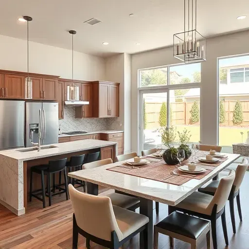 Contemporary Yalecrest kitchen with granite countertops, custom cabinetry, and large windows illuminating elegant design.