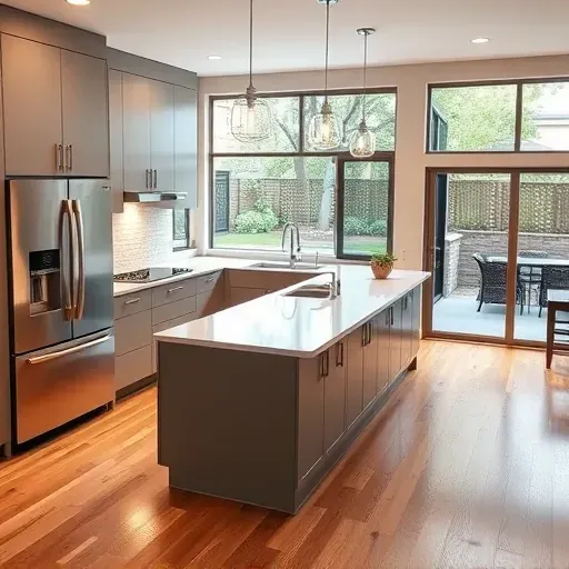 Remodeled Federal Heights kitchen with modern cabinets, stainless appliances, quartz countertops, subway tiles, hardwood floors, and natural light.