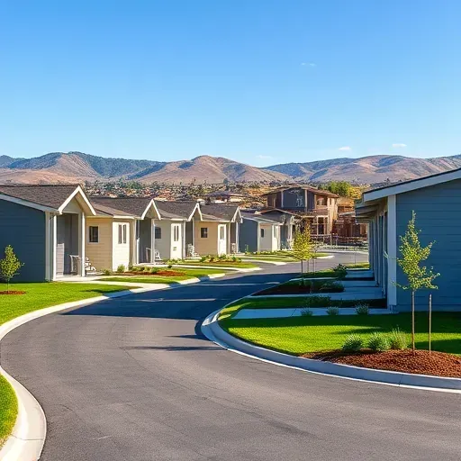 Newly built modern accessory dwelling units in Herriman Utah with landscaped lawns and clear blue sky
