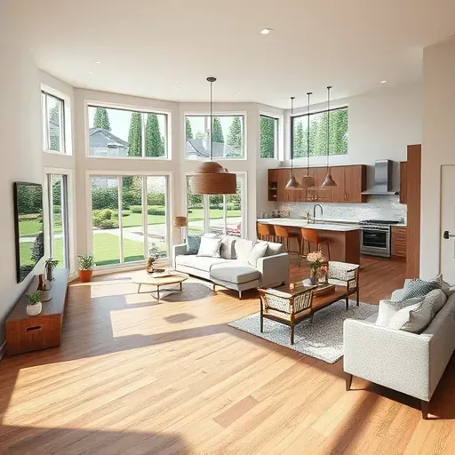 Bright, modern Kaysville home interior with open living, sleek kitchen, hardwood floors, large windows, and stylish decor.