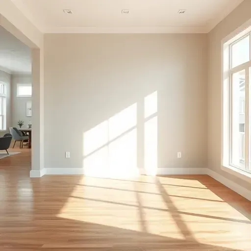 Spacious open-concept room in Herriman Utah after wall removal showing clean exposed surfaces, polished hardwood floors, and natural light