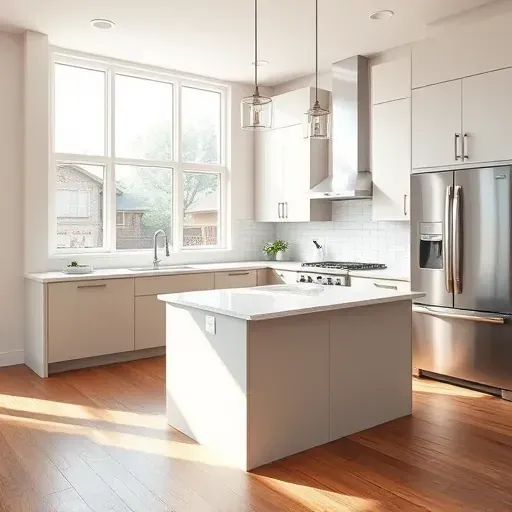 Modern kitchen remodel in Herriman UT features sleek cabinetry, high-end appliances, polished quartz countertops, and natural lighting.