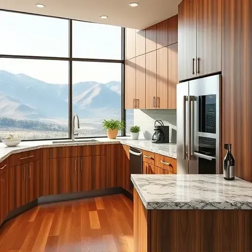 Remodeled Holladay, UT kitchen with modern matte cabinets, quartz countertops, stainless steel appliances, and natural light.