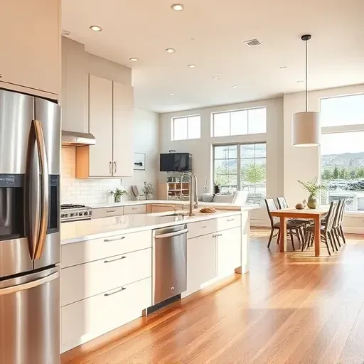 New Herriman, UT kitchen remodel with sleek cabinetry, quartz countertops, stainless steel appliances, hardwood floors, and natural light.