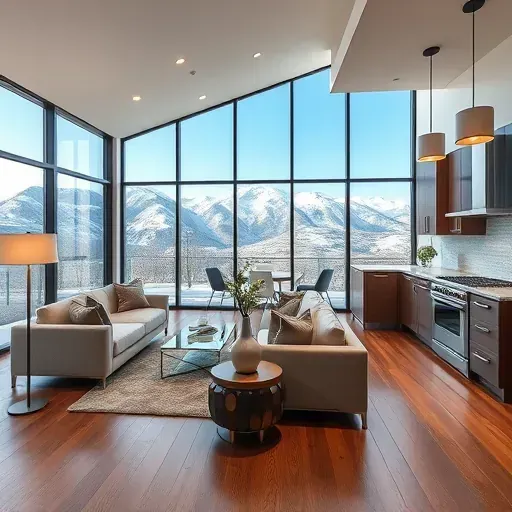 Stunning renovated Park City home interior with mountain views, modern decor, hardwood floors, and upscale kitchen features.