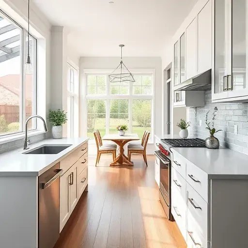 Renovated modern kitchen in Daybreak Utah with quartz countertops stainless steel appliances and natural light