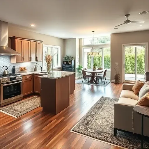 Inviting open-concept living space in Farmington UT featuring a modern kitchen, cozy seating, and elegant decor.