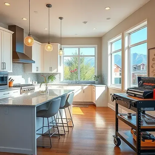 Stunning remodeled kitchen in Holladay UT with granite countertops, stainless steel appliances, and elegant decor.