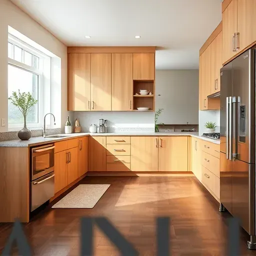 Renovated Millcreek Utah kitchen with natural wood cabinets stainless steel appliances granite countertops and dark hardwood flooring