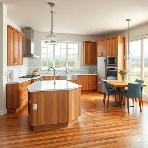 Modern remodeled Yalecrest kitchen with quartz counters stainless appliances custom cabinets large windows hardwood floor and cozy dining area