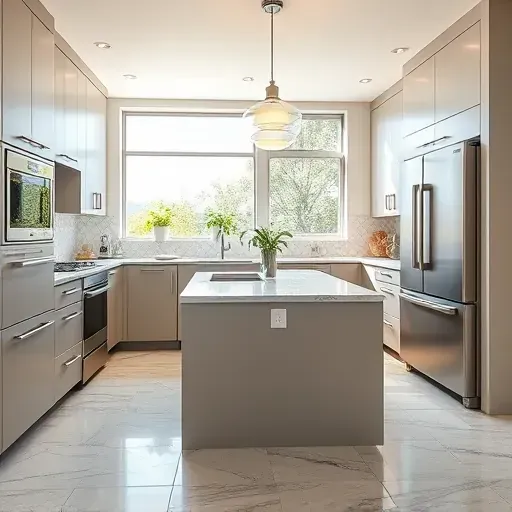 Renovated Draper, UT kitchen with modern matte cabinets, stainless steel appliances, granite island, open layout, scenic Utah views.