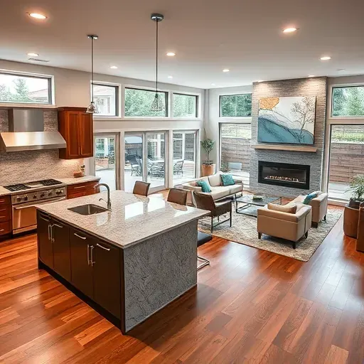 Home remodeling in Bountiful UT with a modern open-concept design, sleek finishes, and a bright inviting atmosphere.