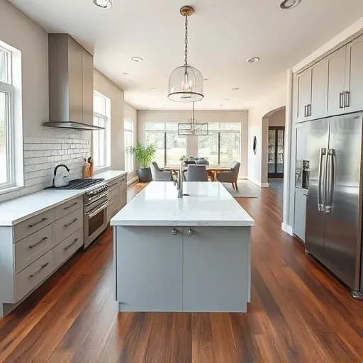 Renovated Park City kitchen with quartz countertops, wood cabinets, stainless appliances, mountain views, and elegant design.