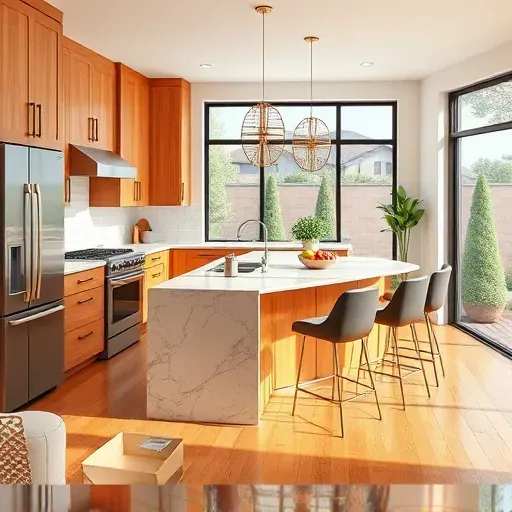 Renovated North Salt Lake kitchen with modern matte cabinets, marble countertops, stainless steel appliances, and hardwood floors.
