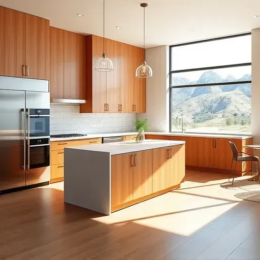 Renovated Jeremy Ranch kitchen with quartz countertops, stainless appliances, custom wood cabinetry, hardwood floors, and mountain views.