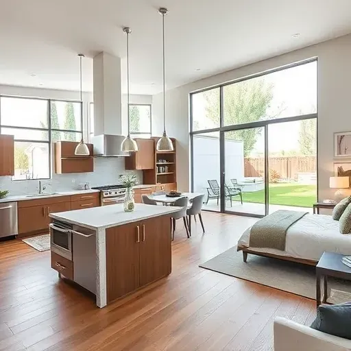 Finished Saratoga Springs home remodel: modern open-concept interior with large windows, hardwood floors, sleek kitchen, and landscaped backyard.