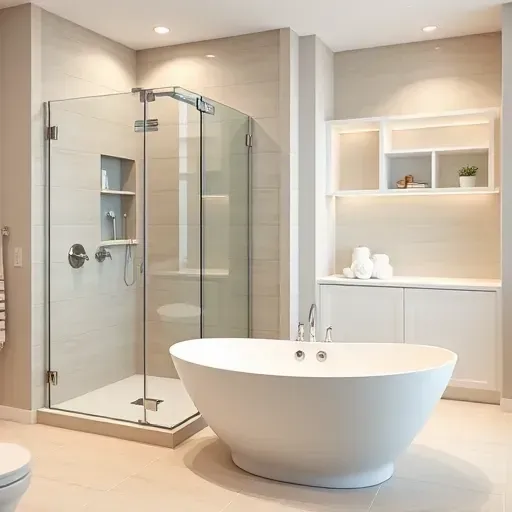 Finished modern shower and bathtub installation in Herriman Utah with sleek design, neutral tones, and high-quality fixtures