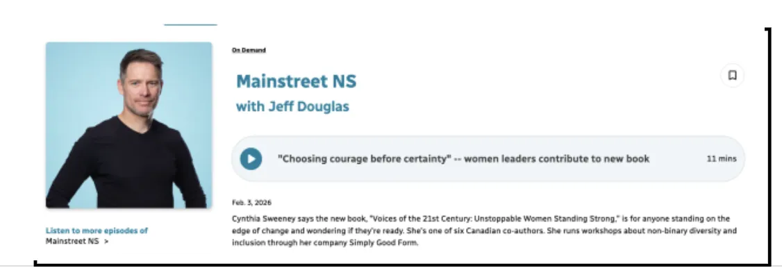 Cynthia Sweeney on CBC Mainstreet Radio