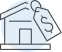  A simple icon of a house with a price tag, representing properties that may involve a soft credit inquiry.