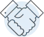 A blue handshake icon, representing assistance with first-time buyer downpayment.