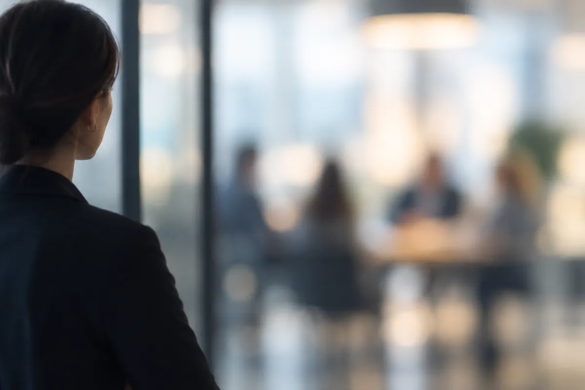 Person looking at office team