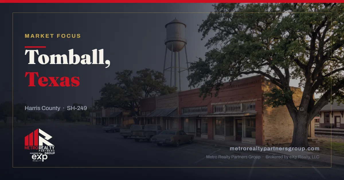 Tomball, Texas city skyline graphic for the 2026-27 Tomball property tax rate and water and wastewater budget update